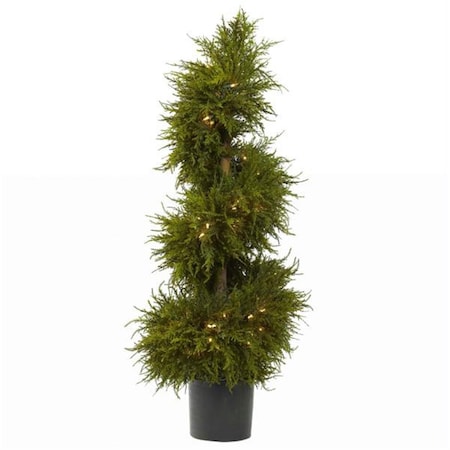 Nearly Natural 43 and rdquo; Cedar Spiral Topiary with Lights 5915